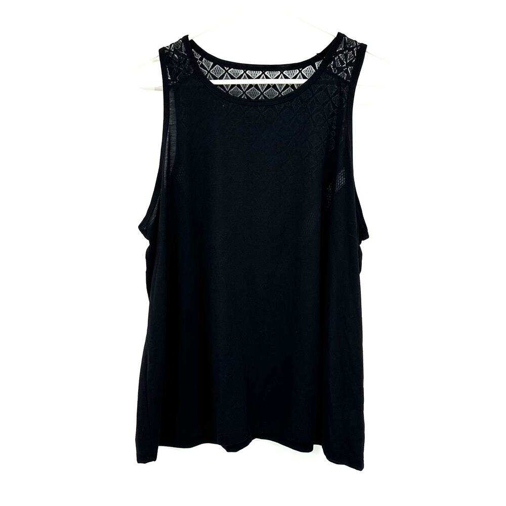 Xersion Size XL Black Tank Top Crochet Back Shirt Blouse Sleeveless Athleticwear